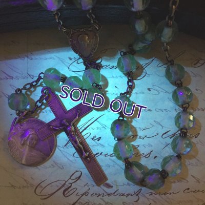 画像5: 蛍光アクアマリンガラスのシルバーロザリオ