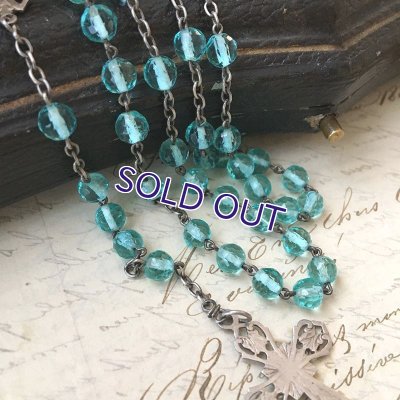 画像7: 蛍光アクアマリンガラスのシルバーロザリオB