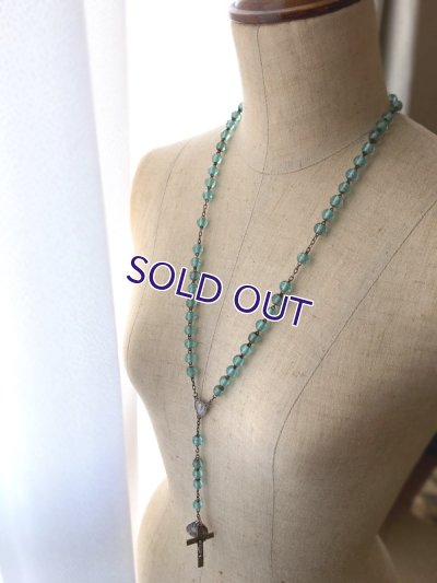 画像10: 蛍光アクアマリンガラスのシルバーロザリオ