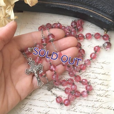 画像12: ピンクガラスのシルバーロザリオ
