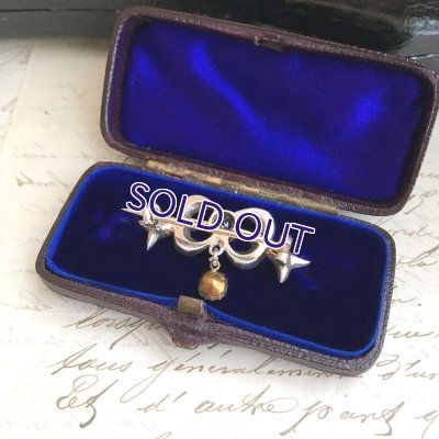 画像6: 銀製 クリアガラスのリボンブローチ