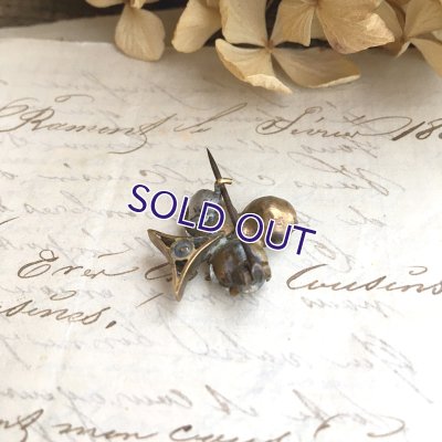 画像7: クリアガラスのクローバーブローチ