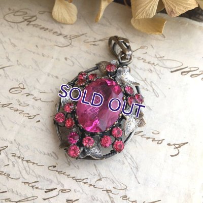 画像3: 蔦とピンクガラスのロケットペンダント