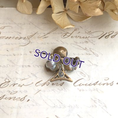 画像6: クリアガラスのクローバーブローチ