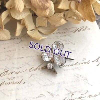 画像9: クリアガラスのクローバーブローチ