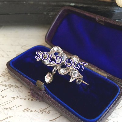 画像3: 銀製 クリアガラスのリボンブローチ