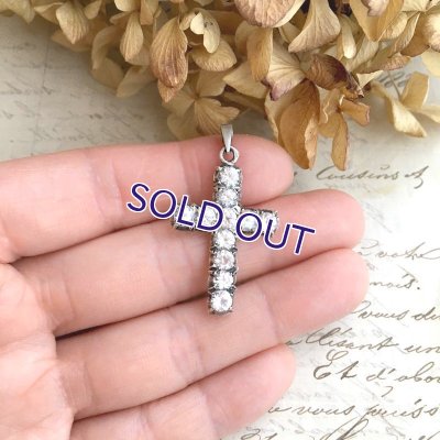 画像9: 銀製 クリアガラスのクロスペンダント