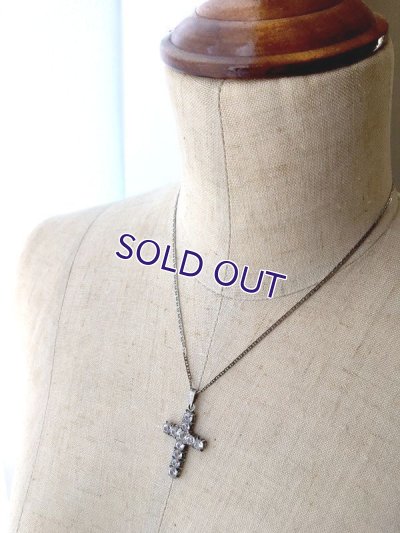 画像10: 銀製 クリアガラスのクロスペンダント