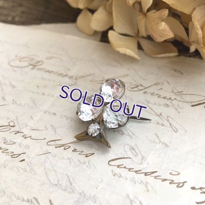 画像4: クリアガラスのクローバーブローチ