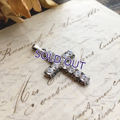 画像5: 銀製 クリアガラスのクロスペンダント