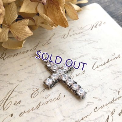 画像3: 銀製 クリアガラスのクロスペンダント