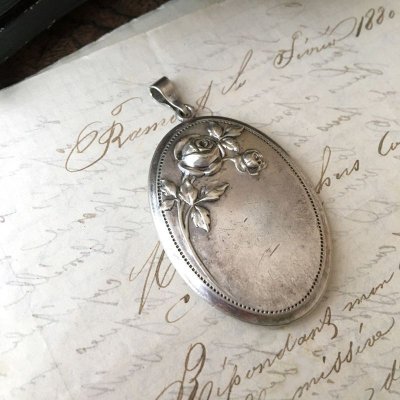 画像4: バラのジャーマンシルバーペンダント