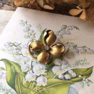 画像9: 四葉クローバーのゴールドブローチ