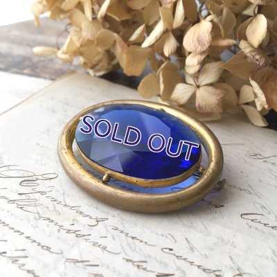 画像4: ブルーガラスの大きなオーバルブローチ