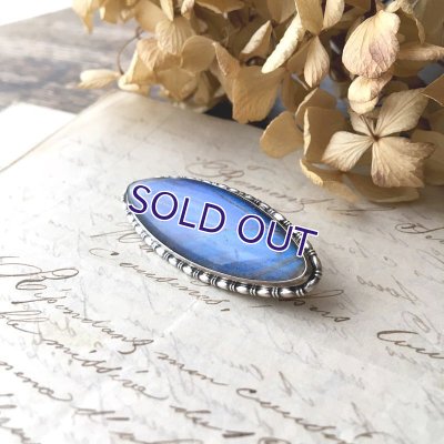 画像5: 銀製 モルフォ蝶のマーキス型ブローチ