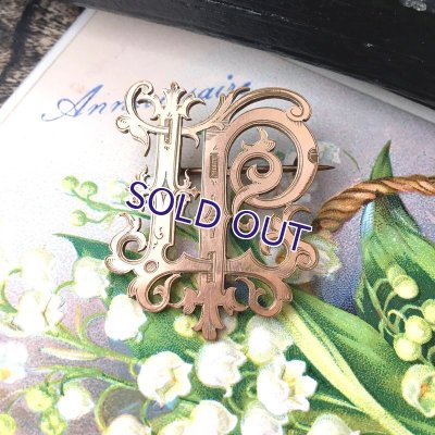 画像9: 『LP』イニシャルモノグラムのゴールドブローチ