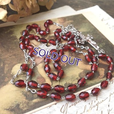 画像5: 百合十字の赤ガラスロザリオ