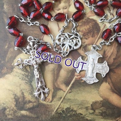 画像7: 百合十字の赤ガラスロザリオ