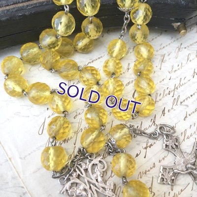 画像5: 大玉イエローウランガラスのシルバーロザリオ
