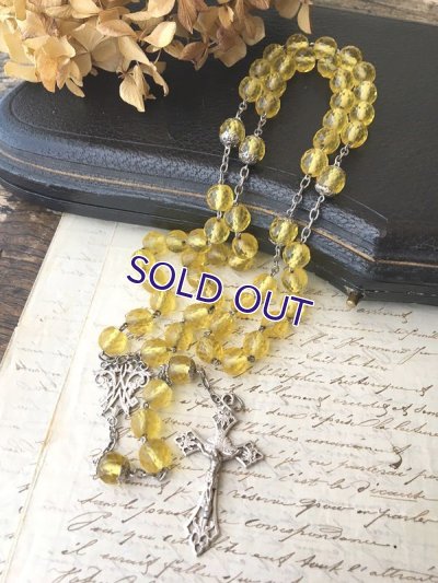 画像11: 大玉イエローウランガラスのシルバーロザリオ