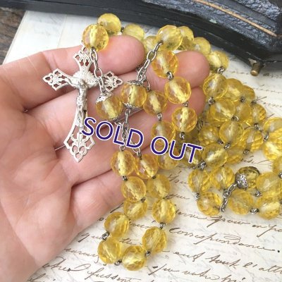 画像10: 大玉イエローウランガラスのシルバーロザリオ