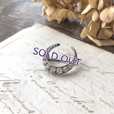 画像7: 銀製 クリアガラスの三日月ブローチ