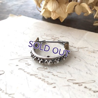 画像5: 銀製 クリアガラスの三日月ブローチ