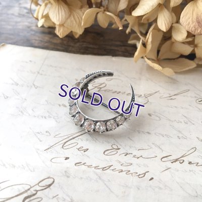 画像3: 銀製 クリアガラスの三日月ブローチ