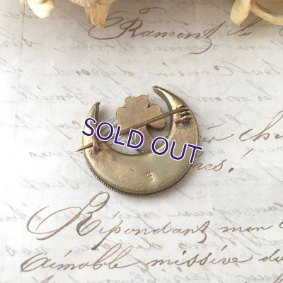 画像7: 三日月とクローバーのマイクロモザイクブローチ