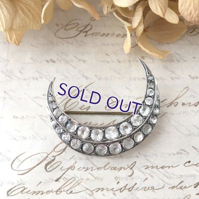 画像3: 銀製 ペーストガラスの大きな三日月ブローチ