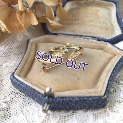 画像7: FIX 銀杏とパールのアールヌーヴォーゴールドブローチ