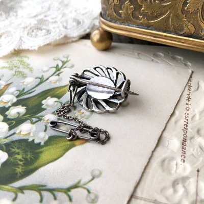 画像5: ピン付き ブルーエナメルのスワールブローチ