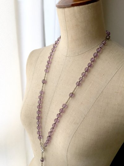 画像8: ハートストーン付 アメジストガラスのシルバーロザリオ