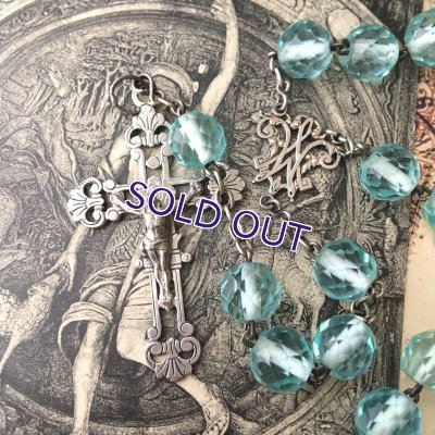 画像3: アクアマリンガラスのシルバーロザリオC