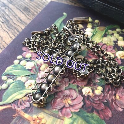 画像6: ピンクガラスのクロスペンダントネックレス