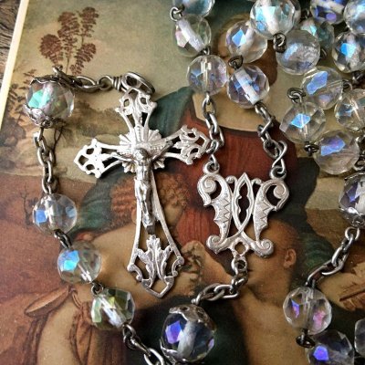 画像3: オーロラガラスのシルバーロザリオ