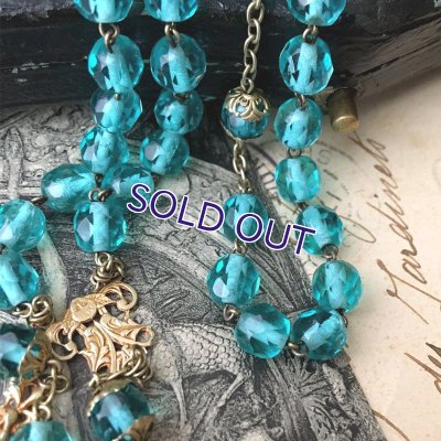 画像6: エメラルドブルーガラスのヴェルメイユロザリオ