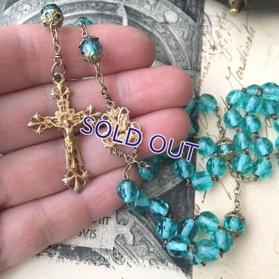 画像9: エメラルドブルーガラスのヴェルメイユロザリオ