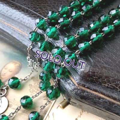 画像8: ビリジアングリーンガラスのシルバーロザリオ