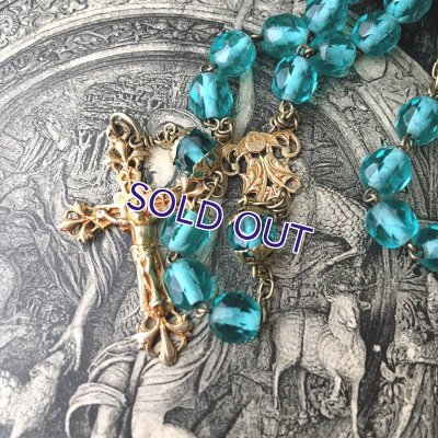 画像3: エメラルドブルーガラスのヴェルメイユロザリオ