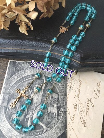 画像10: エメラルドブルーガラスのヴェルメイユロザリオ