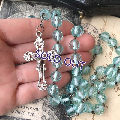 画像8: アクアマリンガラスのシルバーロザリオC
