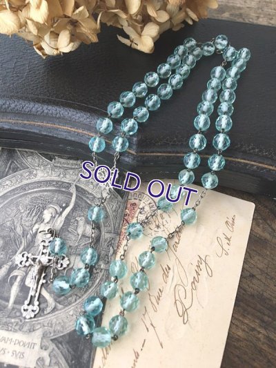 画像9: アクアマリンガラスのシルバーロザリオC