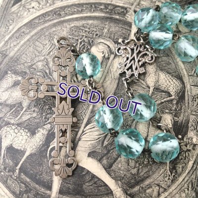 画像4: アクアマリンガラスのシルバーロザリオC