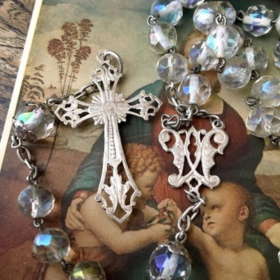 画像4: オーロラガラスのシルバーロザリオ