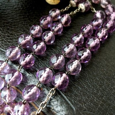 画像6: ハートストーン付 アメジストガラスのシルバーロザリオ