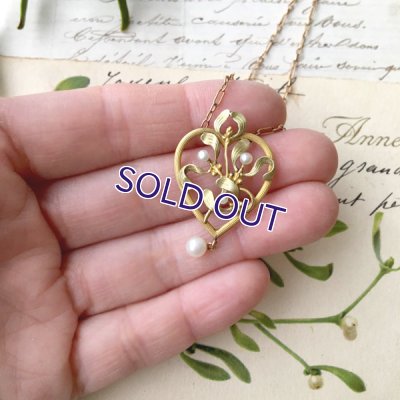画像10: FIX ヤドリギとパールのハート型ゴールドペンダント
