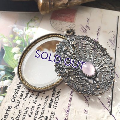 画像5: ローズクォーツと貝殻モチーフのシャトレーンミラー