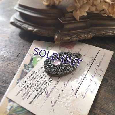 画像9: ローズクォーツと貝殻モチーフのシャトレーンミラー