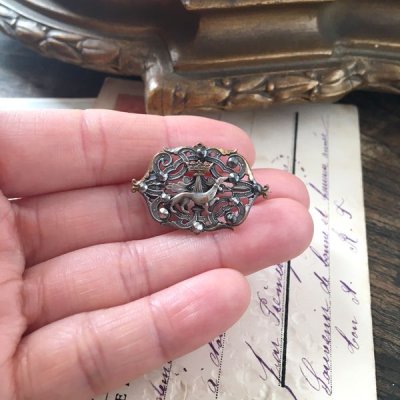 画像10: エルミン紋章とカットスチールのブローチ